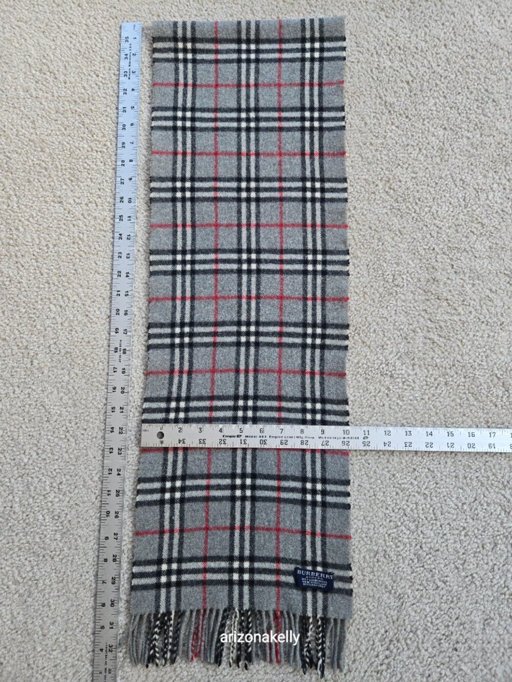 Vintage Burberry Lambswool Scarf Grey Plaid - Picture 6 of 16